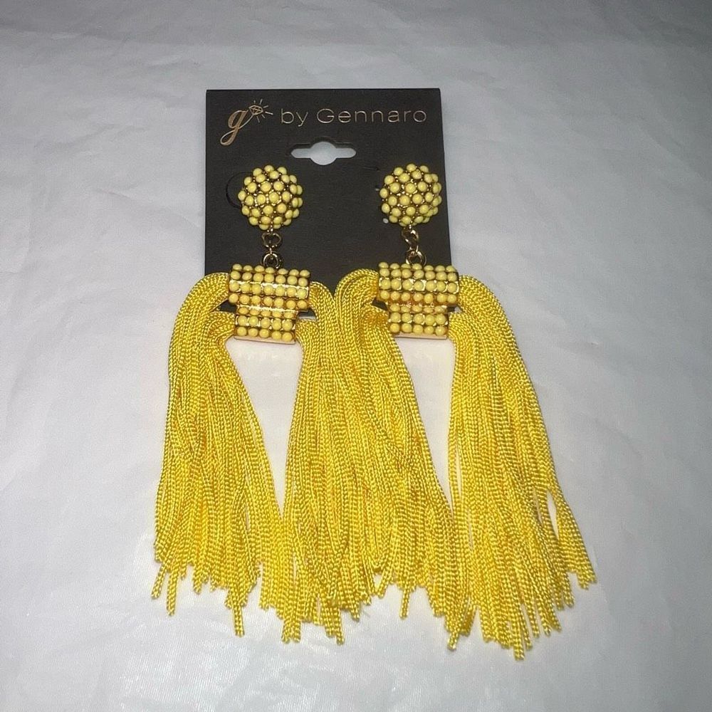 G By Gennaro Boho Bright Yellow Tassel Earrings